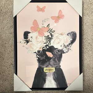 Floral French BullDog Art Print with Butterflies